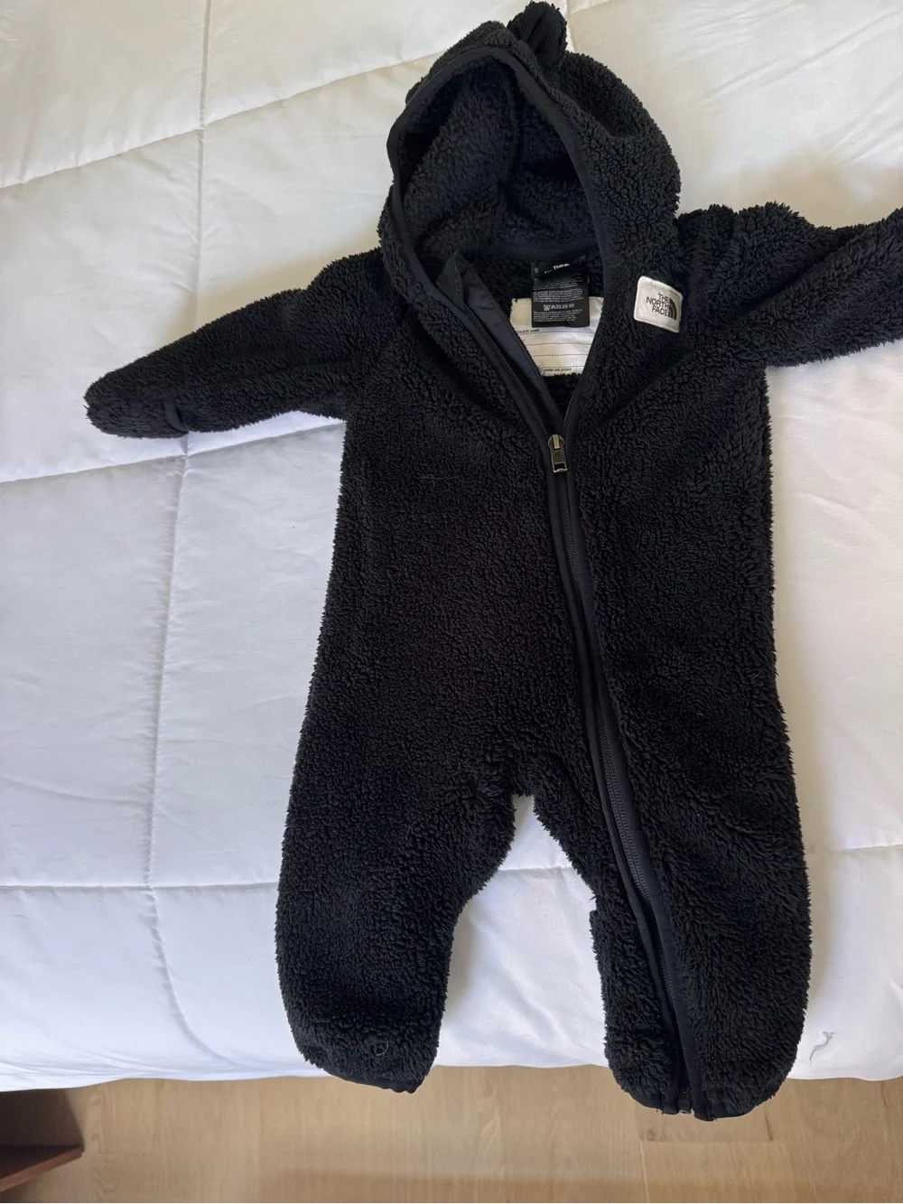 The North Face Black Sherpa Hooded Kids One-Piece Coverall